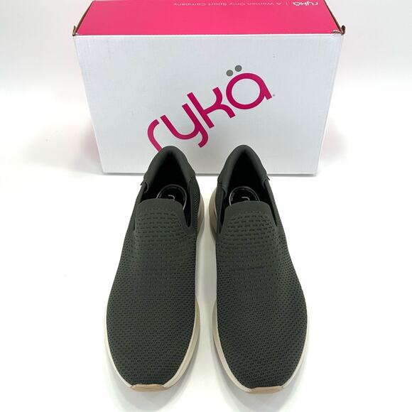 Ryka Fling Green Women Sneaker Size 12 Knit Casual Slip-On Anatomical Insole New - Picture 10 of 13